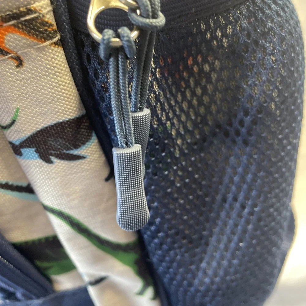Tommy Bahama Kids Backpack Bag Navy Blue/Grey Colorful Dinosaurs 4 Zip‎ Pockets